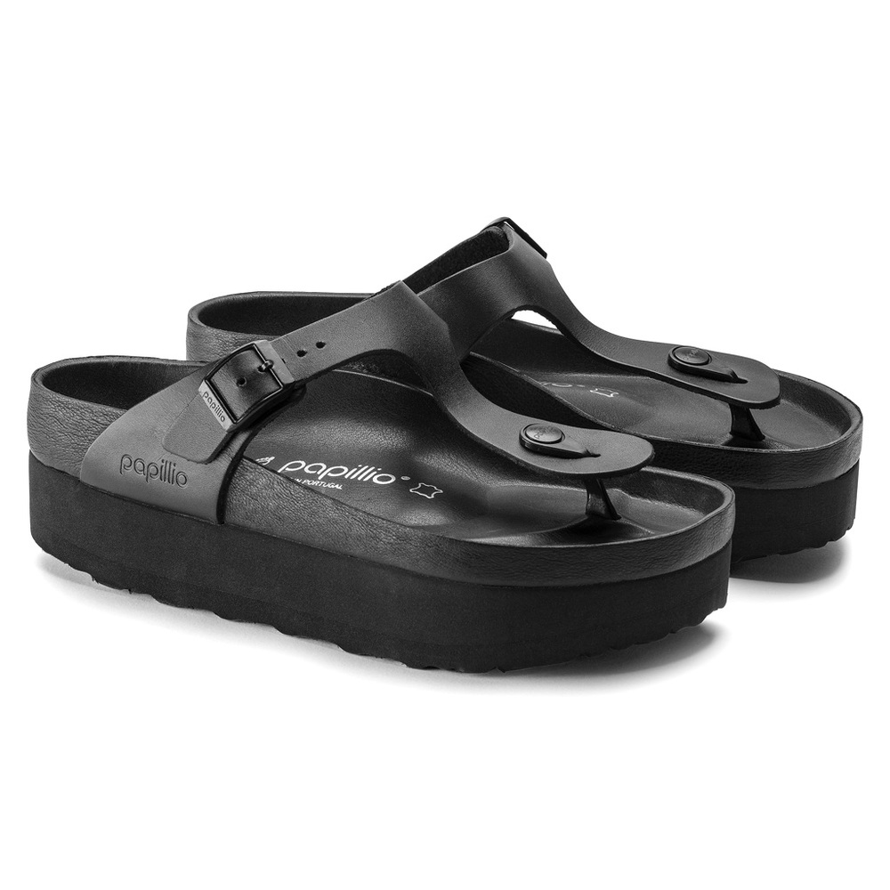 NIB (New) Birkenstock Papillio Gizeh Platform Black Exquisite Regular 37 (6)